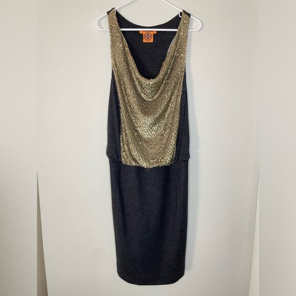 Tory Burch Idaline Racerback Dress in Gold Sequins Size S - Picture 2 of 7